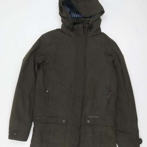 Craghoppers Women's Green Hooded Waterproof Parka Jacket Size 10