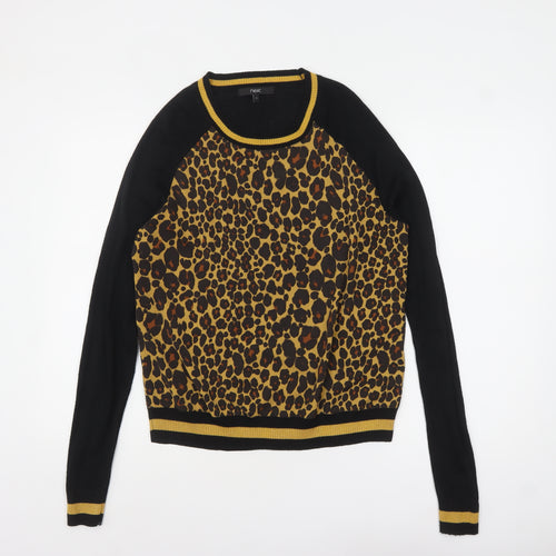Next Women's Multicoloured Leopard Print Crew Neck Jumper Size 12