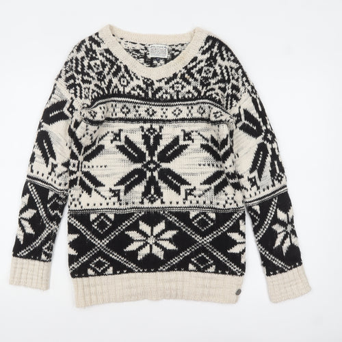 Blonde Heritage Women's Black Fair Isle Wool Blend Jumper Size 10