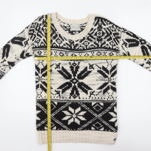 Blonde Heritage Women's Black Fair Isle Wool Blend Jumper Size 10