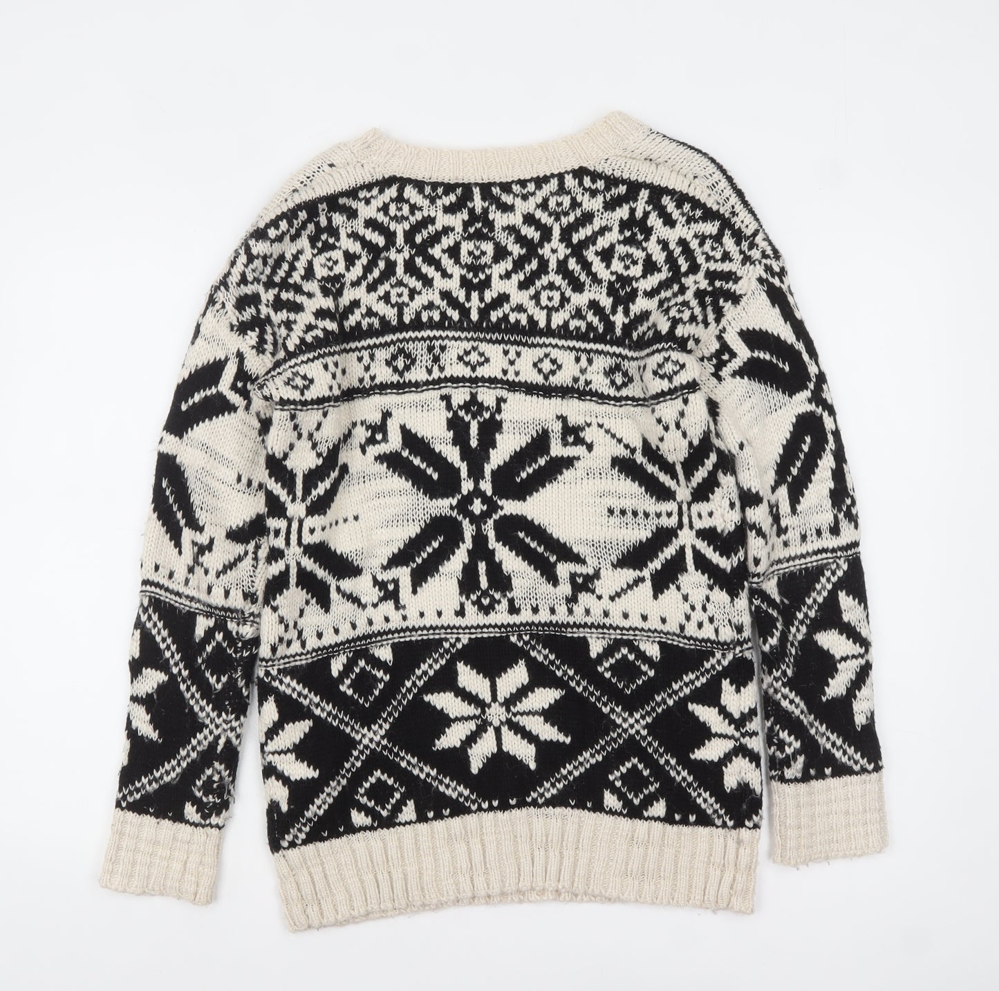 Blonde Heritage Women's Black Fair Isle Wool Blend Jumper Size 10