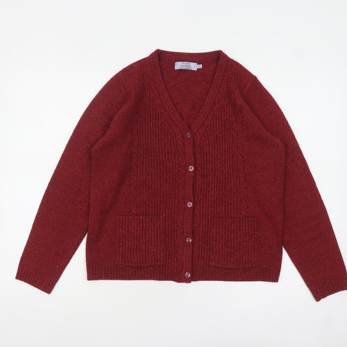 Honor Millburn Women's Red Acrylic Button Cardigan Size S 10-12