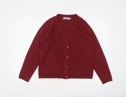 Honor Millburn Women's Red Acrylic Button Cardigan Size S 10-12