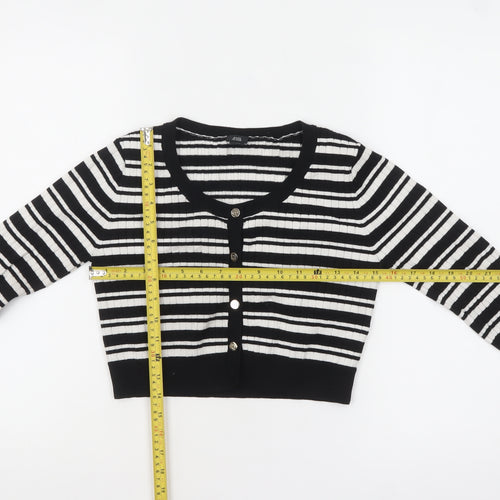 River Island Girls Black & White Striped Cardigan 11-12 Years Button Knit