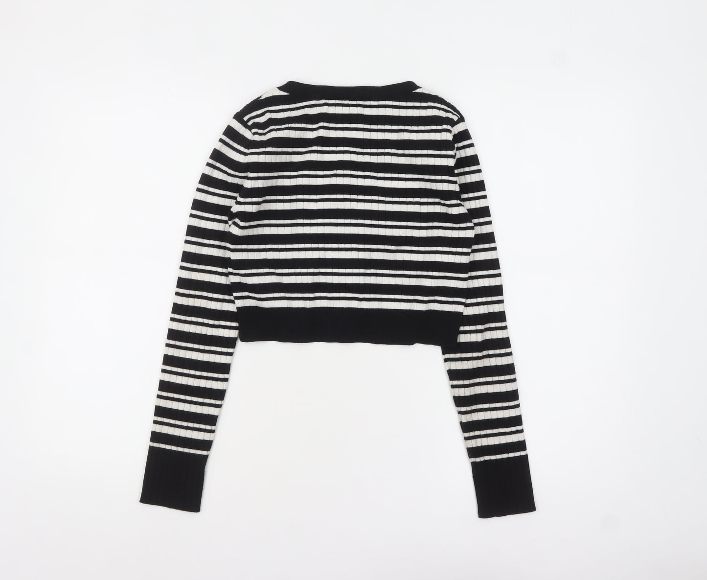 River Island Girls Black & White Striped Cardigan 11-12 Years Button Knit