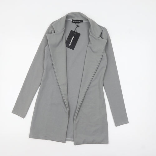PrettyLittleThing Women Grey Size 8 Open Front Crepe Jacket