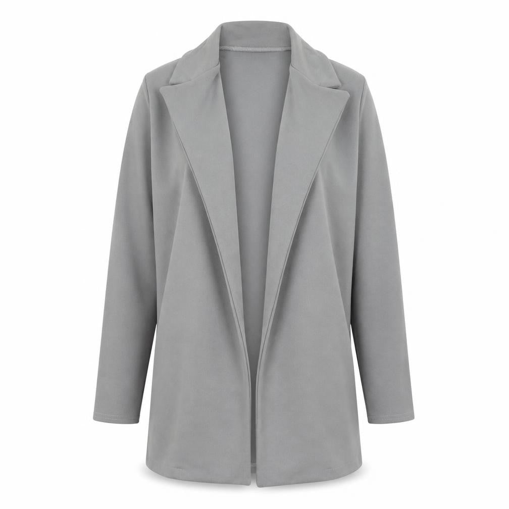 Front view of PRETTYLITTLETHING Women Grey, size 8, Open Front Crepe Jacket