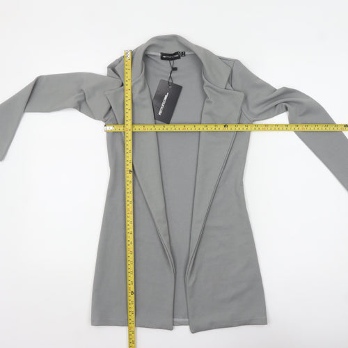 PrettyLittleThing Women Grey Size 8 Open Front Crepe Jacket