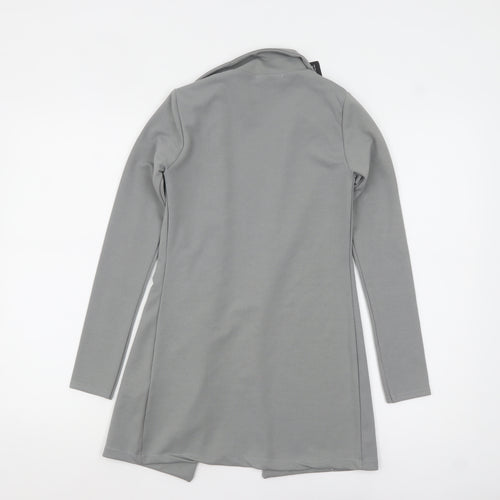 PrettyLittleThing Women Grey Size 8 Open Front Crepe Jacket