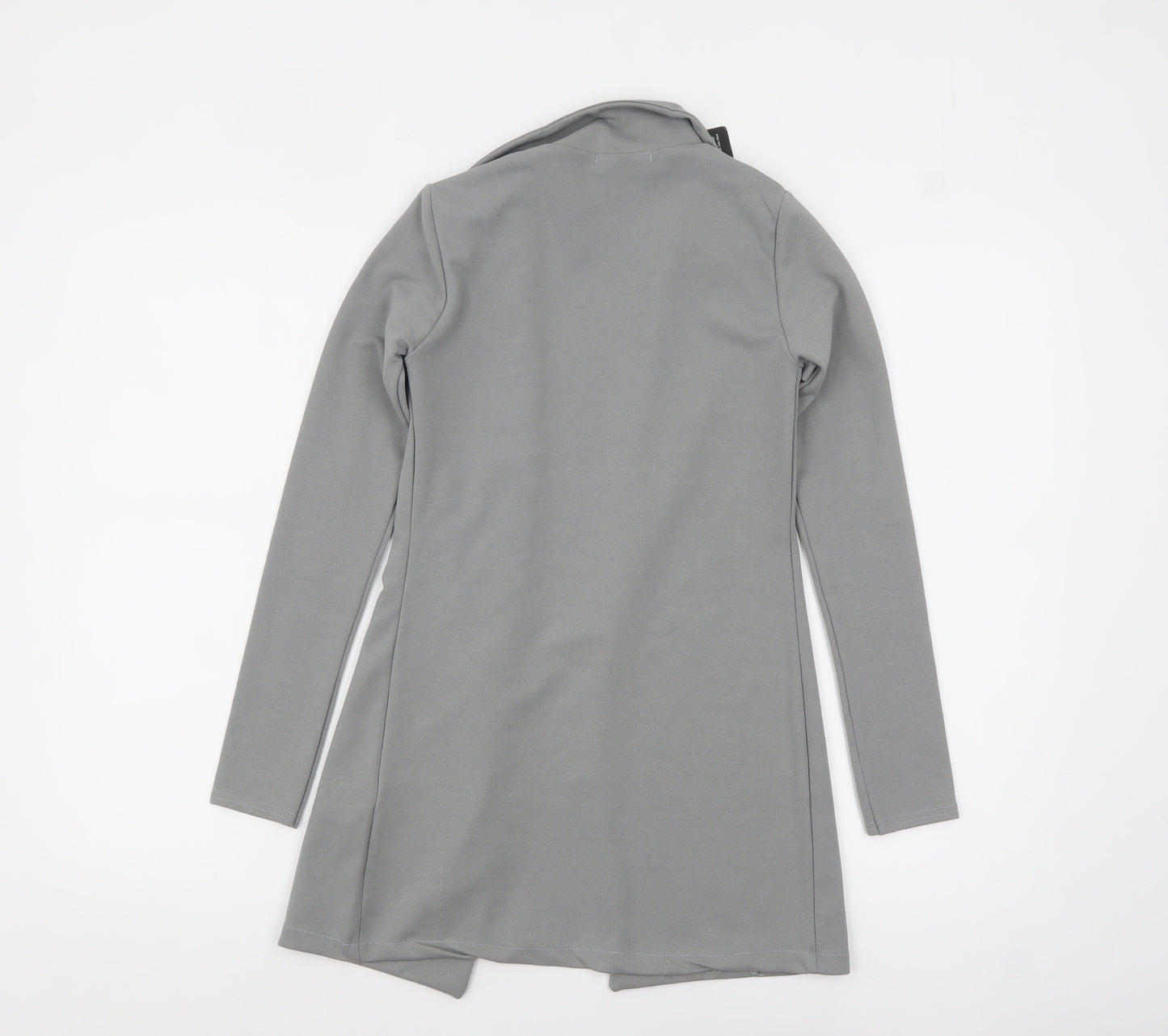 PrettyLittleThing Women Grey Size 8 Open Front Crepe Jacket
