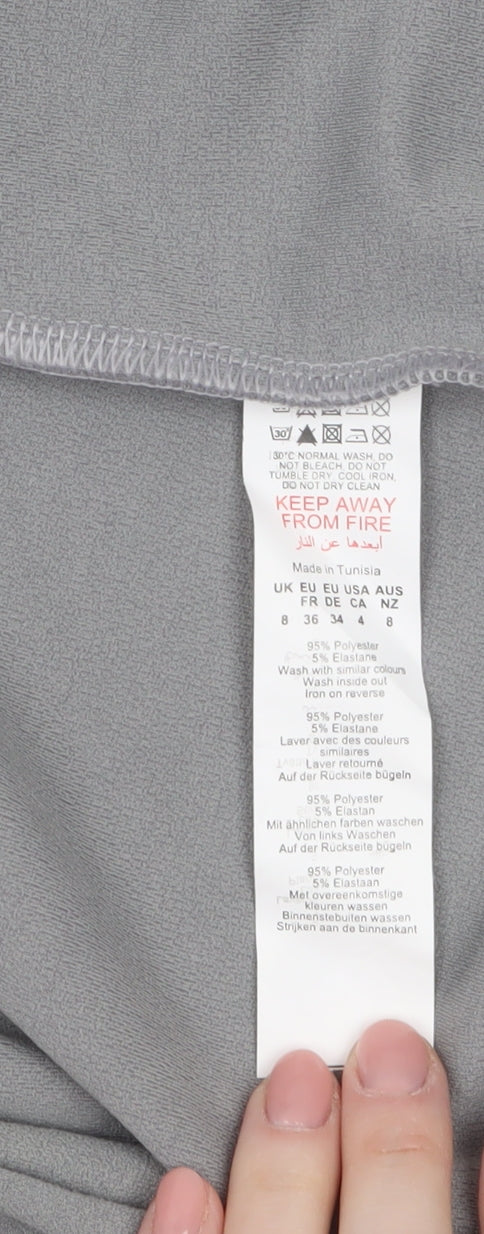 PrettyLittleThing Women Grey Size 8 Open Front Crepe Jacket
