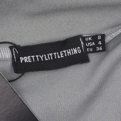 PrettyLittleThing Women Grey Size 8 Open Front Crepe Jacket