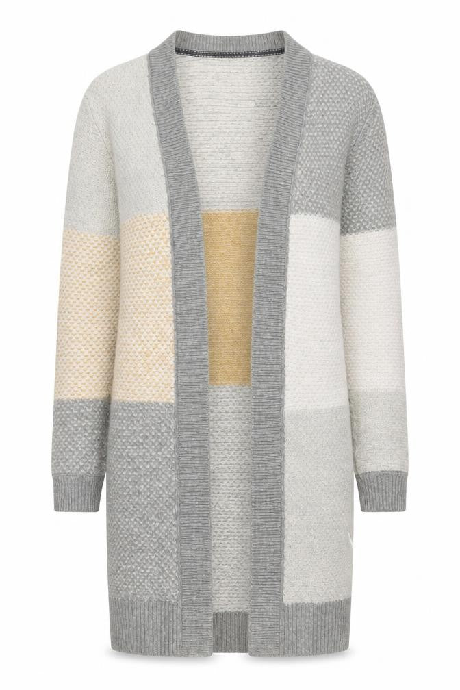 Front view of White Stuff Women Grey, size 8, Chunky Knit Longline Cardigan