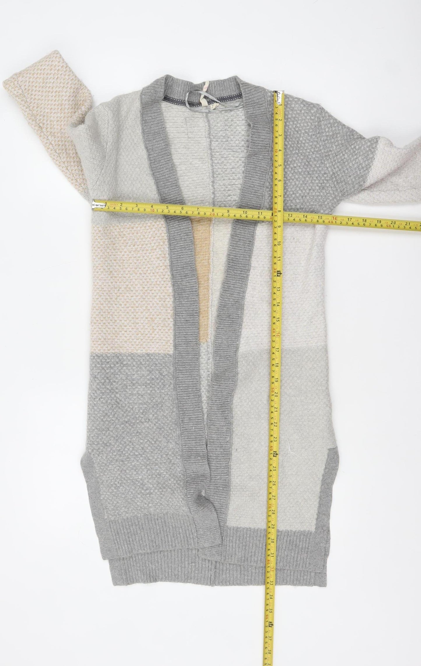 White Stuff Women Grey Size 8 Chunky Knit Longline Cardigan