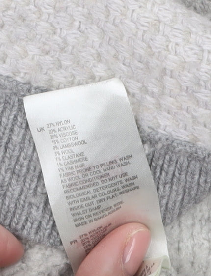 White Stuff Women Grey Size 8 Chunky Knit Longline Cardigan