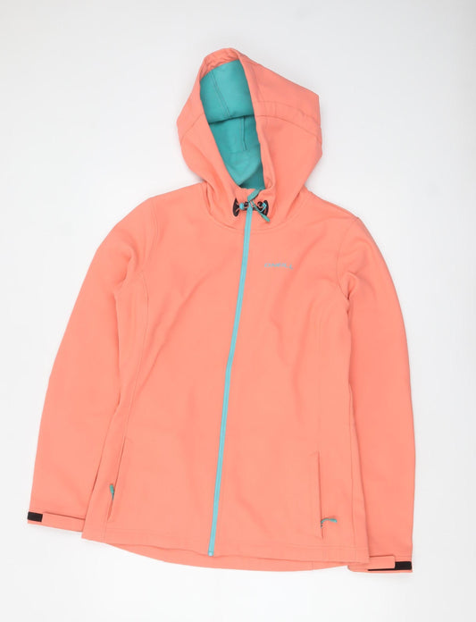 O'Neill Women's Orange Softshell Hooded Jacket Size 12 Regular Fit