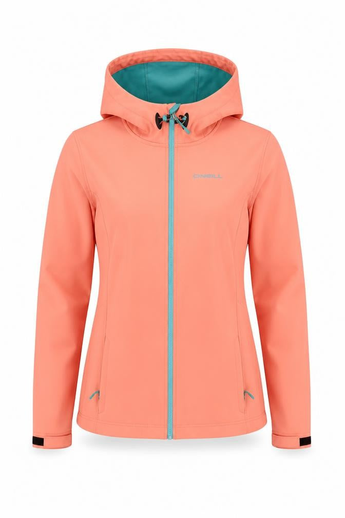 O'Neill Women's Orange Softshell Hooded Jacket Size 12 Regular Fit