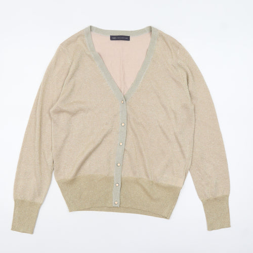 Marks and Spencer Women's Beige V-Neck Button Knit Cardigan M