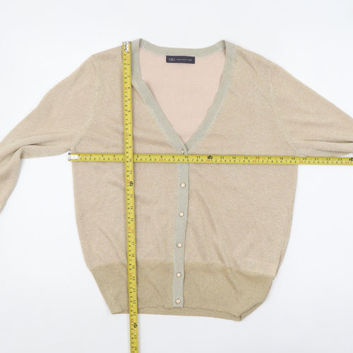 Marks and Spencer Women's Beige V-Neck Button Knit Cardigan M