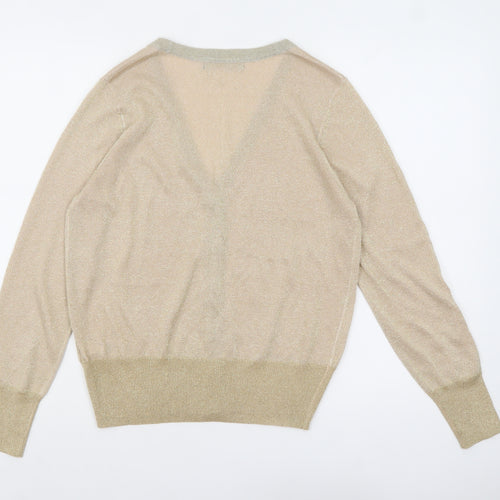 Marks and Spencer Women's Beige V-Neck Button Knit Cardigan M