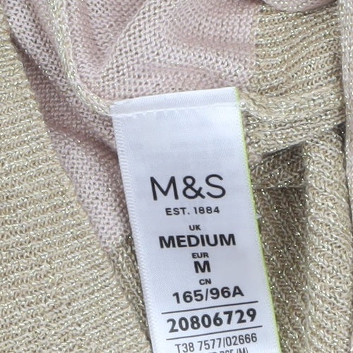 Marks and Spencer Women's Beige V-Neck Button Knit Cardigan M