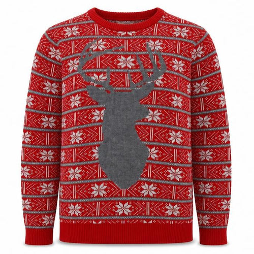 Marks and Spencer Men's Red Fair Isle Reindeer Christmas Jumper M