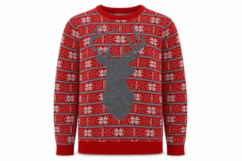 Marks and Spencer Men's Red Fair Isle Reindeer Christmas Jumper M
