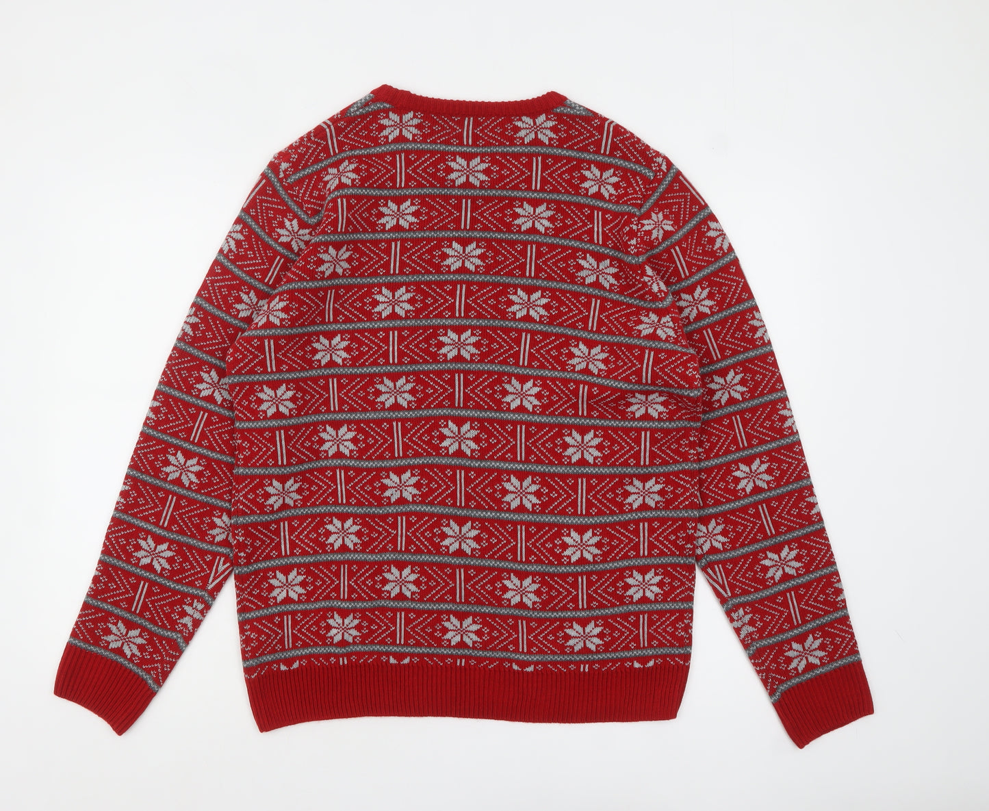 Marks and Spencer Men's Red Fair Isle Reindeer Christmas Jumper M