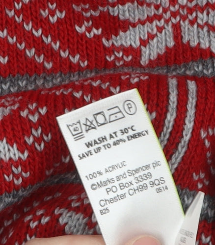 Marks and Spencer Men's Red Fair Isle Reindeer Christmas Jumper M