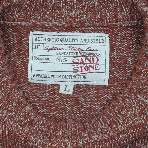 Sandstone Mens Orange Acrylic Knit Crew Neck Jumper L