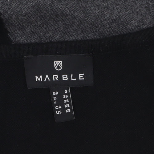 Marble Womens XS Black Geometric V-Neck Cotton Jumper