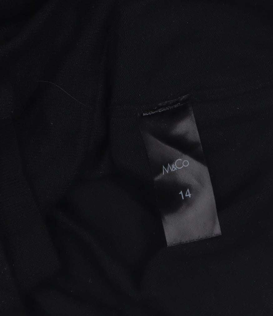 M&Co Women’s Black Embroidered Feather Jumper Size 14