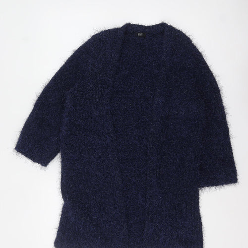 F&F Womens Blue Fuzzy Long Sleeve Open Cardigan Size 12