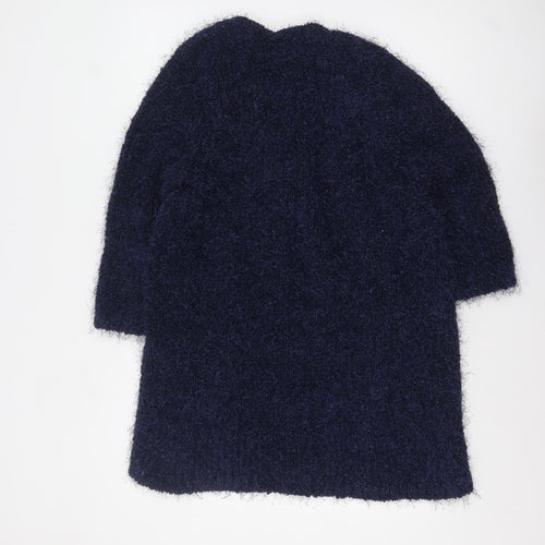F&F Womens Blue Fuzzy Long Sleeve Open Cardigan Size 12