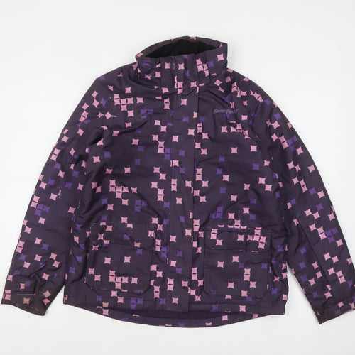 Crivit Girls Purple Geometric Waterproof Ski Jacket 12-14 Years