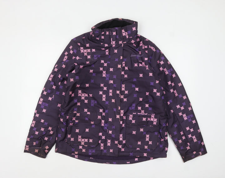 Crivit Girls Purple Geometric Waterproof Ski Jacket 12-14 Years
