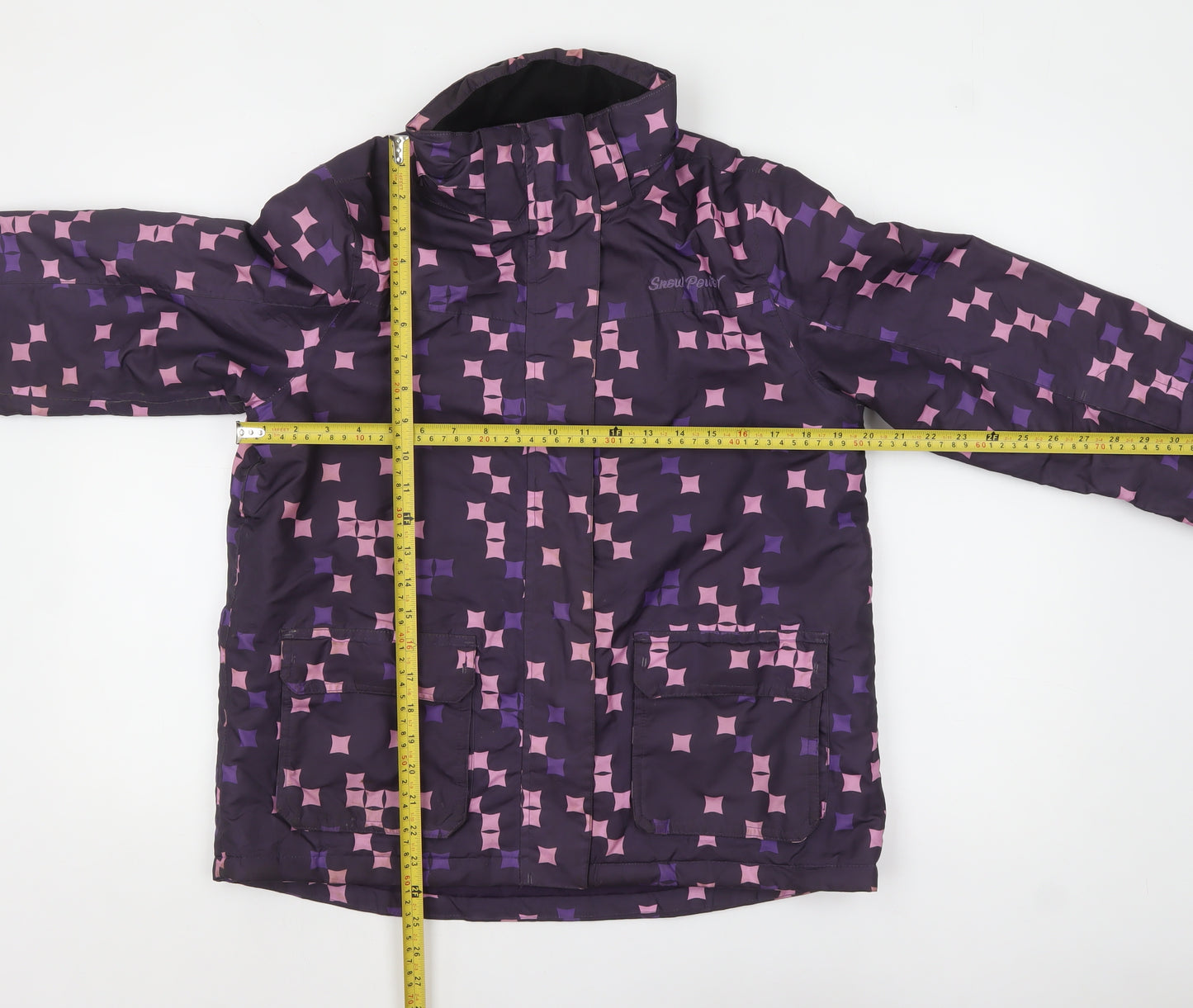 Crivit Girls Purple Geometric Waterproof Ski Jacket 12-14 Years