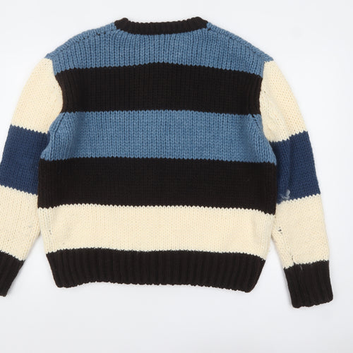 ZARA Women’s Multicoloured Chunky Knit Striped Wool Jumper Size 12