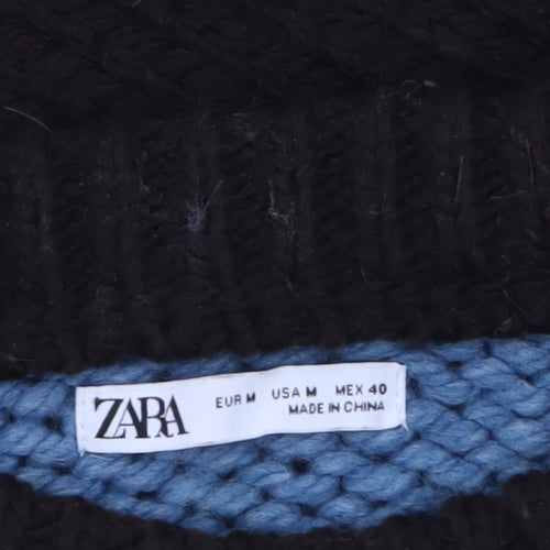 ZARA Women’s Multicoloured Chunky Knit Striped Wool Jumper Size 12