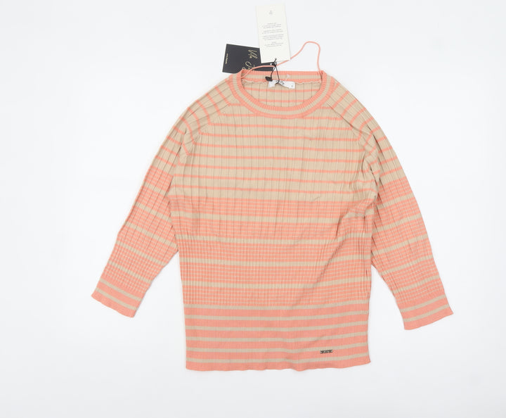 Vila Joy Women’s Multicoloured Striped Crew Neck Pullover Jumper Size 8