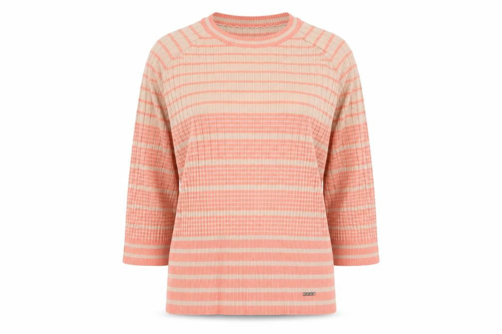 Front view of Vila Joy Women’s Multicoloured Striped Crew Neck jumper, size UK 8