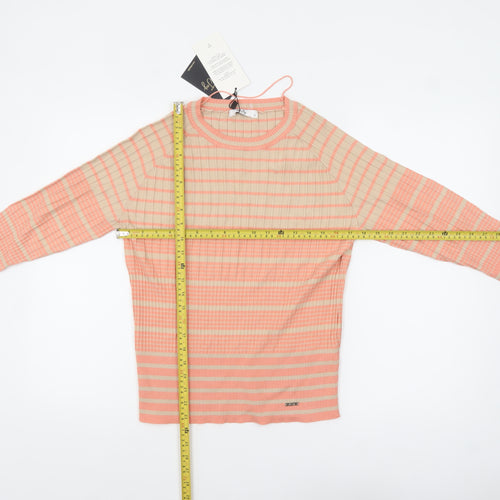 Vila Joy Women’s Multicoloured Striped Crew Neck Pullover Jumper Size 8