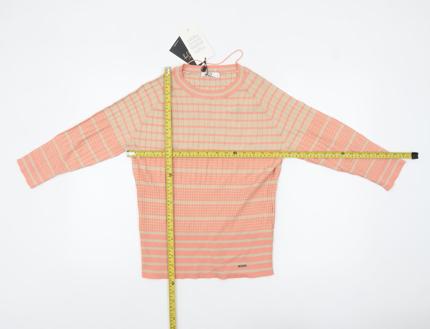 Vila Joy Women’s Multicoloured Striped Crew Neck Pullover Jumper Size 8