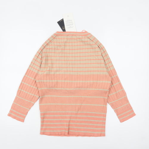 Vila Joy Women’s Multicoloured Striped Crew Neck Pullover Jumper Size 8