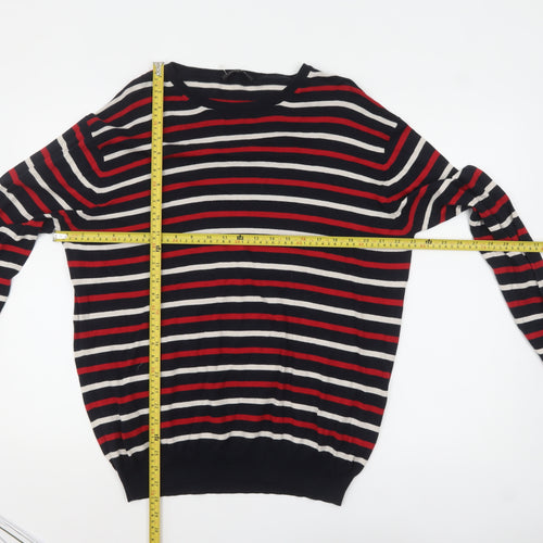 Jaeger Men’s Multicoloured Striped Cotton Jumper L Crew Neck