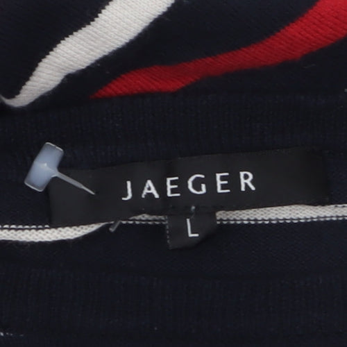 Jaeger Men’s Multicoloured Striped Cotton Jumper L Crew Neck
