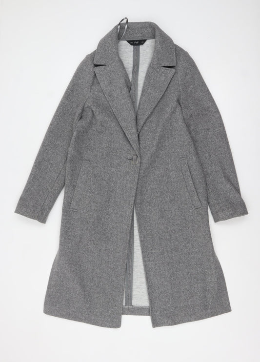F&F Women's Grey Long Wool Blend Overcoat Size 6