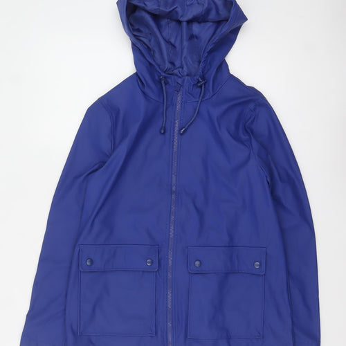 New Look Women Blue Waterproof Hooded Rain Coat Jacket Size 10