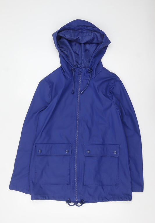 New Look Women Blue Waterproof Hooded Rain Coat Jacket Size 10