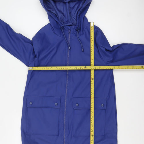 New Look Women Blue Waterproof Hooded Rain Coat Jacket Size 10